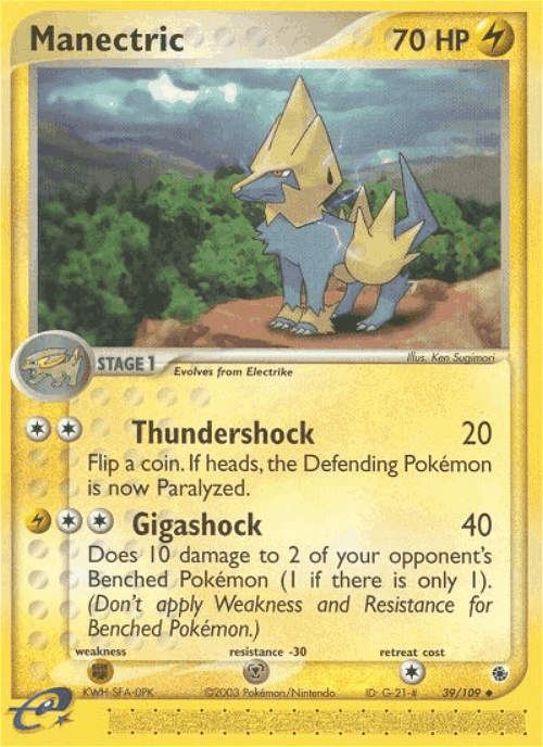 Manectric #39 from Ruby & Sapphire - Uncommon - Illustrated by Ken Sugimori