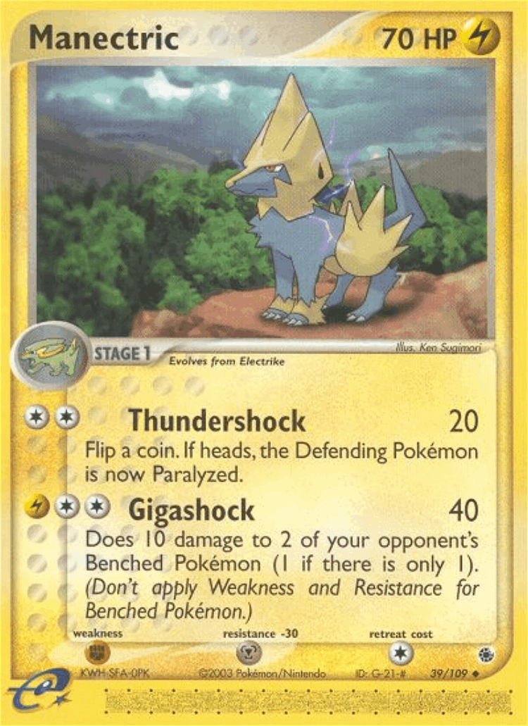 Manectric #39 from Ruby & Sapphire - Uncommon - Illustrated by Ken Sugimori