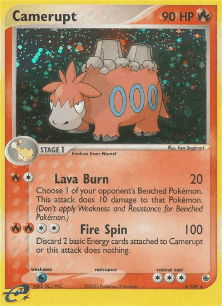 Camerupt #4 from Ruby & Sapphire - Rare Holo - Illustrated by Ken Sugimori