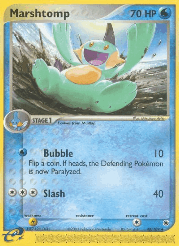Marshtomp #40 from Ruby & Sapphire - Uncommon - Illustrated by Mitsuhiro Arita