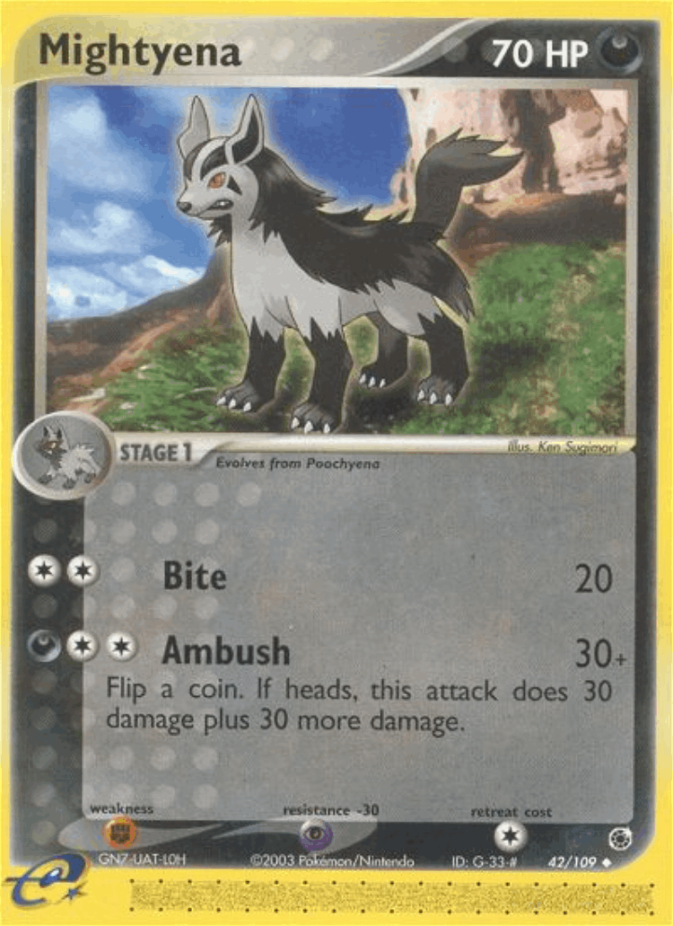 Mightyena #42 from Ruby & Sapphire - Uncommon - Illustrated by Ken Sugimori