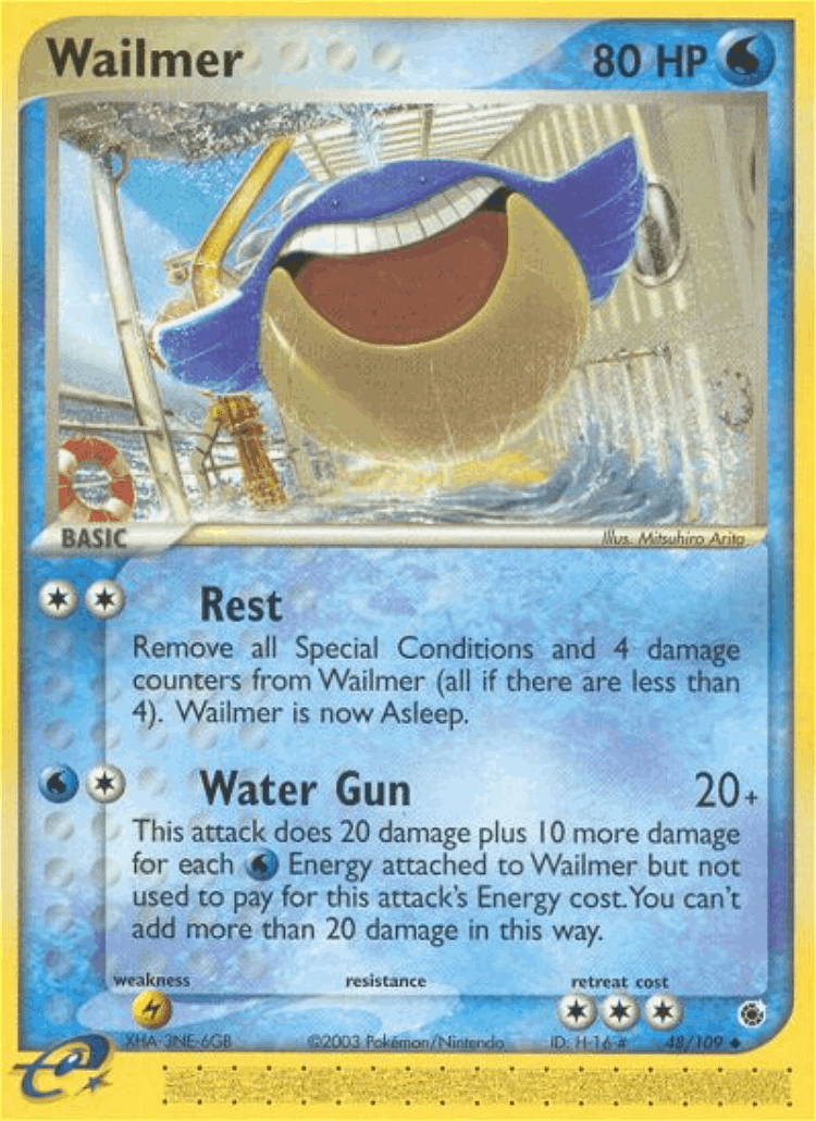 Wailmer #48 from Ruby & Sapphire - Uncommon - Illustrated by Mitsuhiro Arita