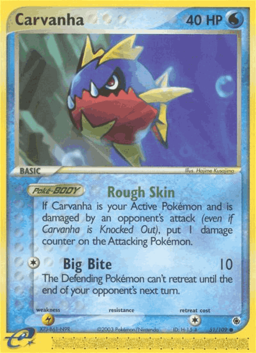 Carvanha #51 from Ruby & Sapphire - Common - Illustrated by Hajime Kusajima