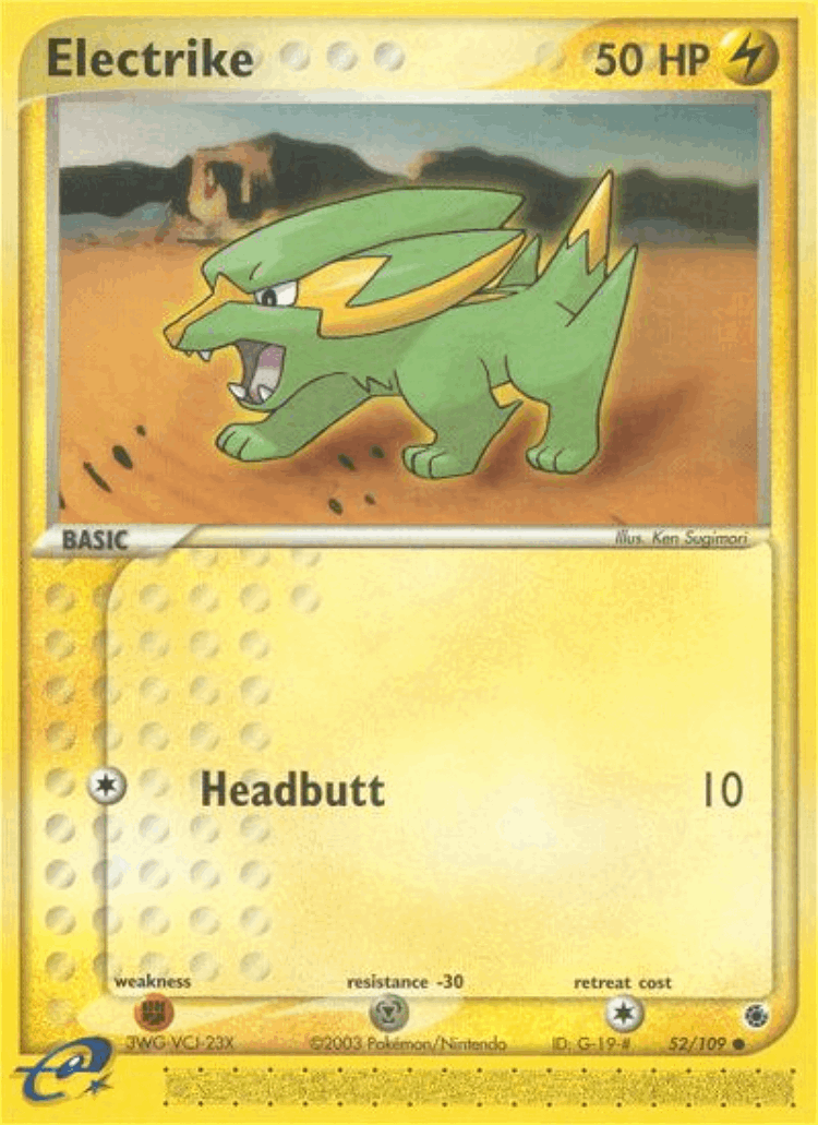 Electrike #52 from Ruby & Sapphire - Common - Illustrated by Ken Sugimori