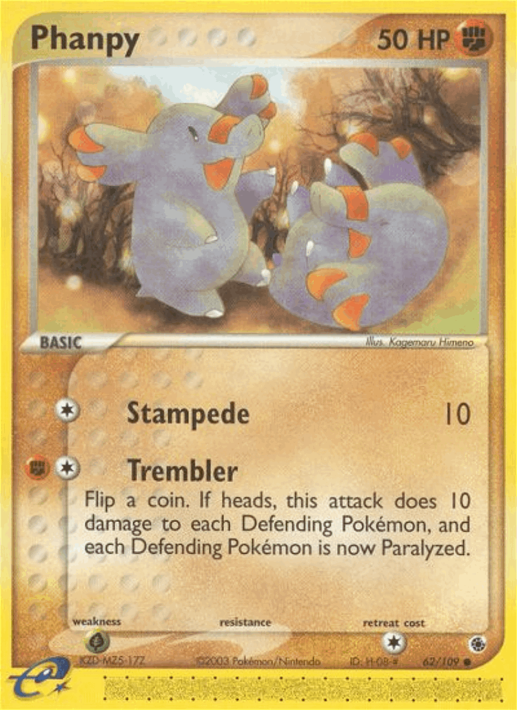 Phanpy #62 from Ruby & Sapphire - Common - Illustrated by Kagemaru Himeno