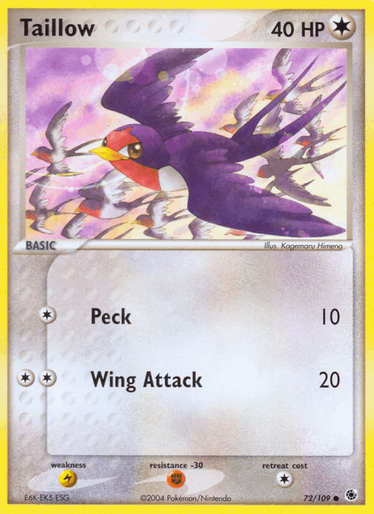 Taillow #72 from Ruby & Sapphire - Common - Illustrated by Kagemaru Himeno