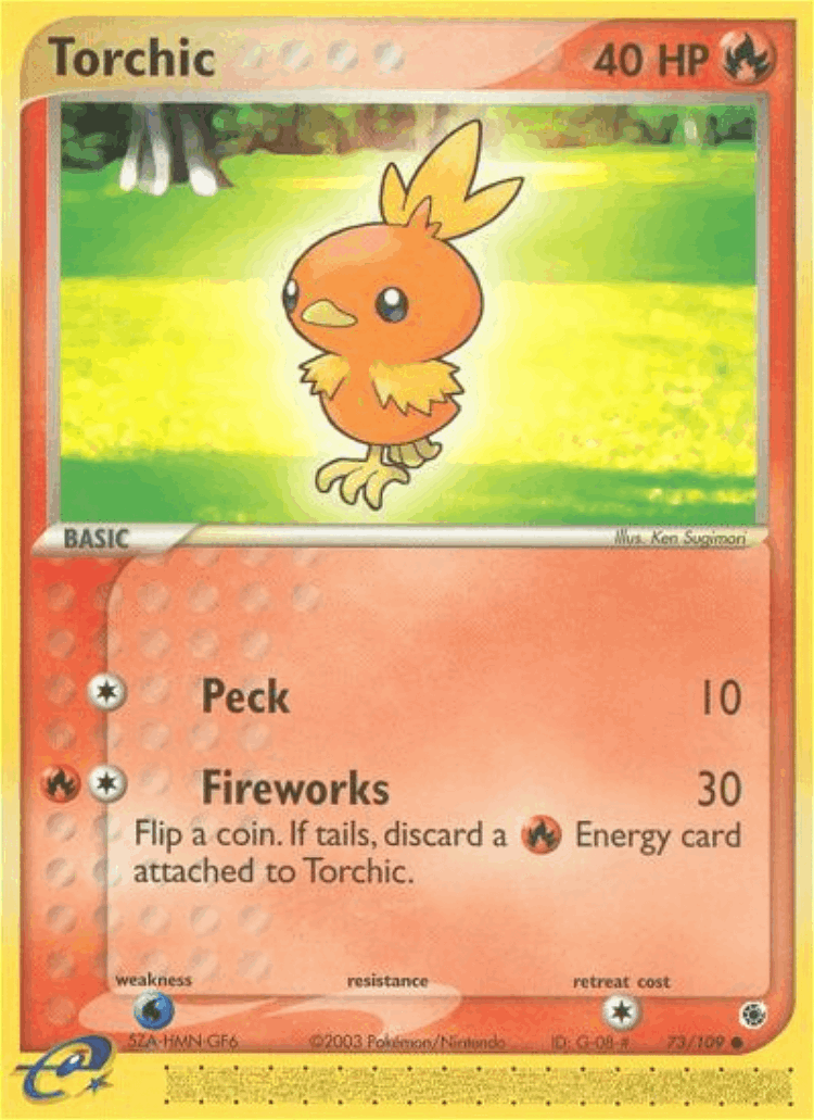 Torchic #73 from Ruby & Sapphire - Common - Illustrated by Ken Sugimori