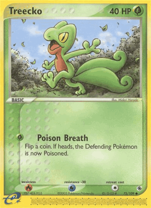 Treecko #75 from Ruby & Sapphire - Common - Illustrated by Midori Harada