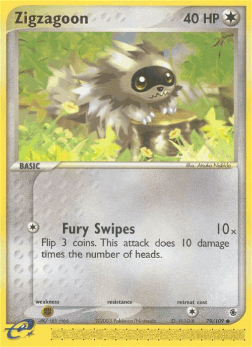 Zigzagoon #79 from Ruby & Sapphire - Common - Illustrated by Atsuko Nishida