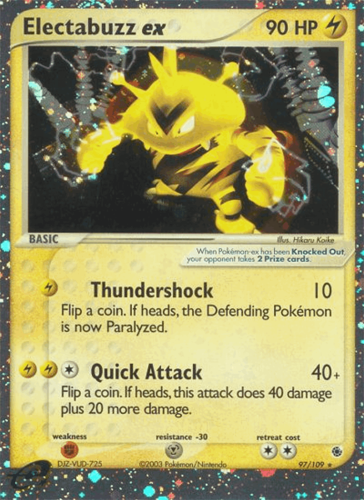 Electabuzz ex #97 from Ruby & Sapphire - Rare Holo EX - Illustrated by Hikaru Koike