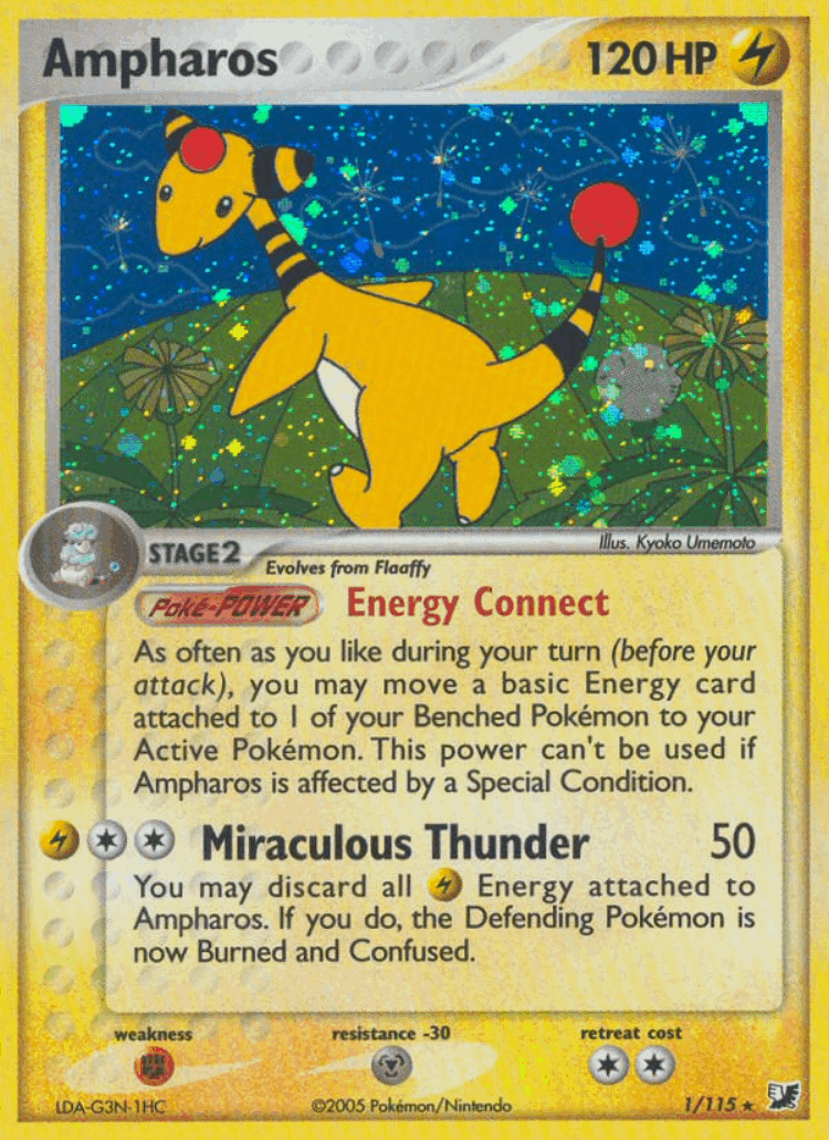 Ampharos #1 from Unseen Forces - Rare Holo - Illustrated by Kyoko Umemoto