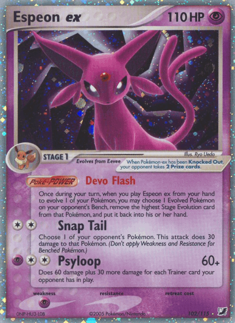 Espeon ex #102 from Unseen Forces - Rare Holo EX - Illustrated by Ryo Ueda