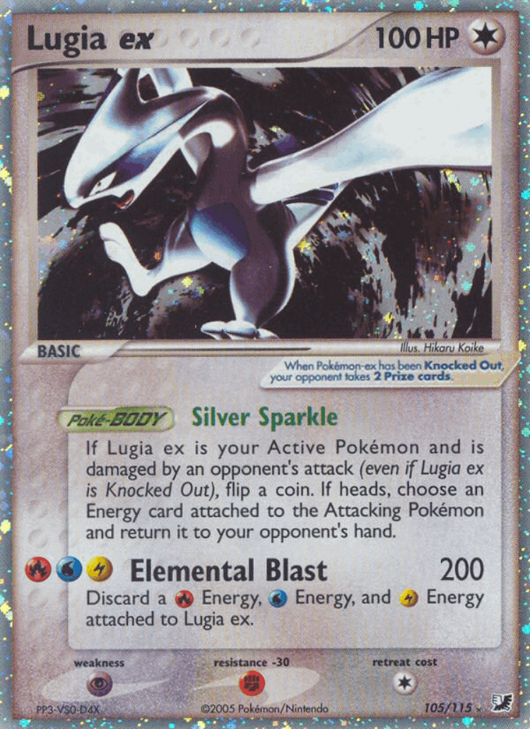 Lugia ex #105 from Unseen Forces - Rare Holo EX - Illustrated by Hikaru Koike