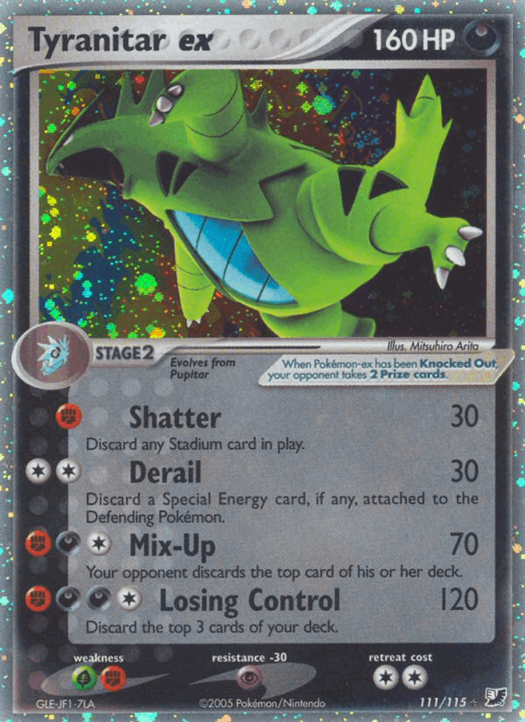 Tyranitar ex #111 from Unseen Forces - Rare Holo EX - Illustrated by Mitsuhiro Arita