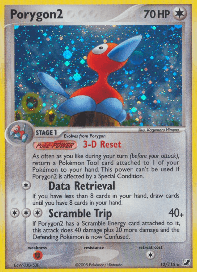 Porygon2 #12 from Unseen Forces - Rare Holo - Illustrated by Kagemaru Himeno