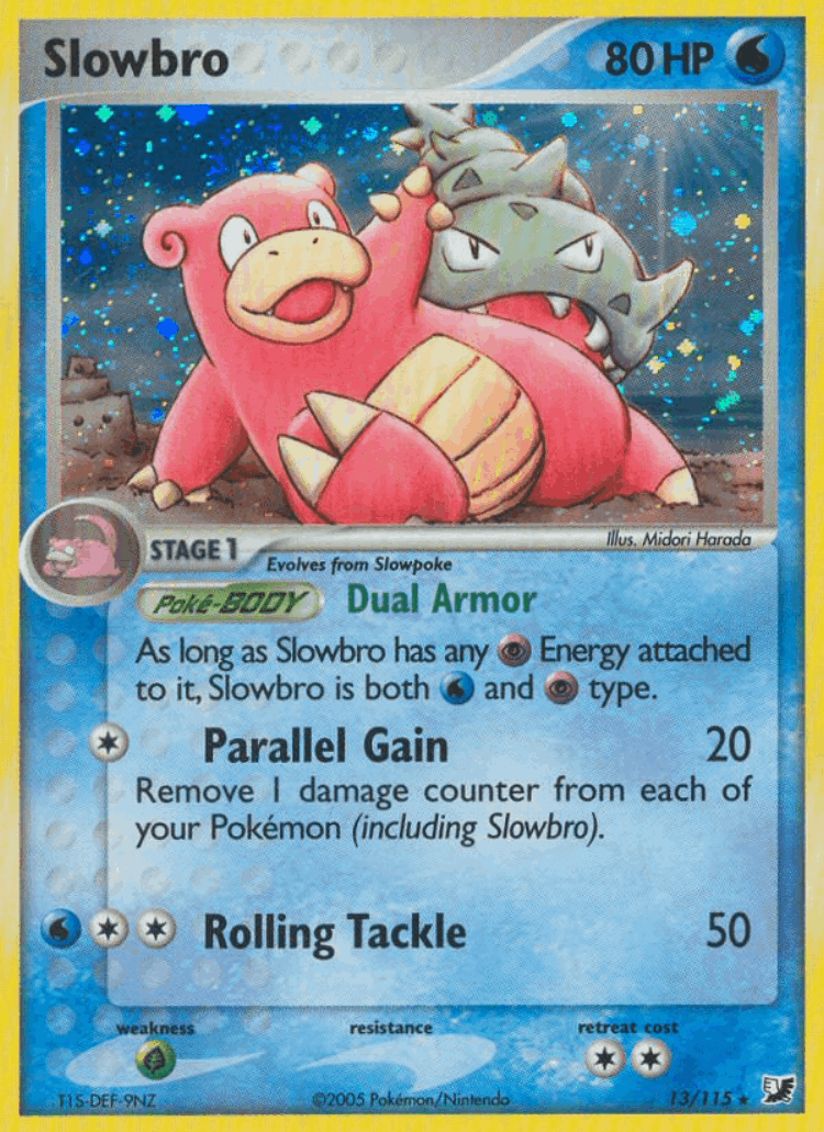 Slowbro #13 from Unseen Forces - Rare Holo - Illustrated by Midori Harada