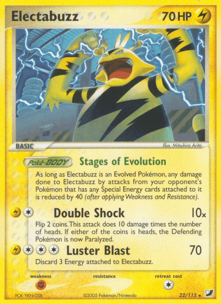 Electabuzz #22 from Unseen Forces - Rare - Illustrated by Mitsuhiro Arita