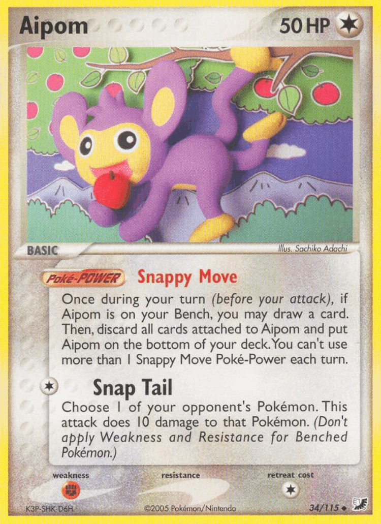 Aipom #34 from Unseen Forces - Uncommon - Illustrated by Sachiko Adachi