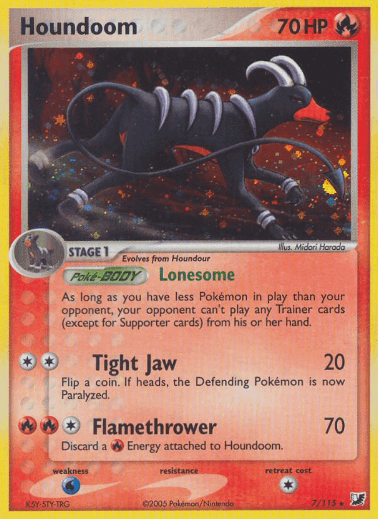 Houndoom #7 from Unseen Forces - Rare Holo - Illustrated by Midori Harada