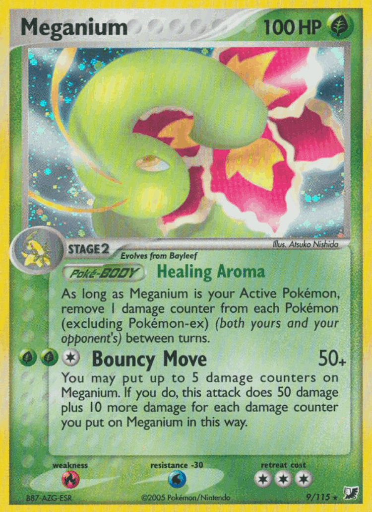 Meganium #9 from Unseen Forces - Rare Holo - Illustrated by Atsuko Nishida