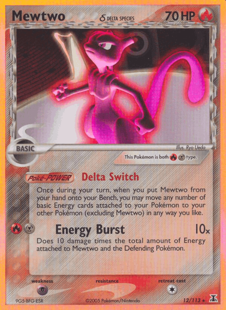 Mewtwo δ #12 from Delta Species - Rare Holo - Illustrated by Ryo Ueda