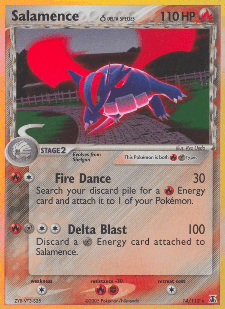 Salamence δ #14 from Delta Species - Rare Holo - Illustrated by Ryo Ueda