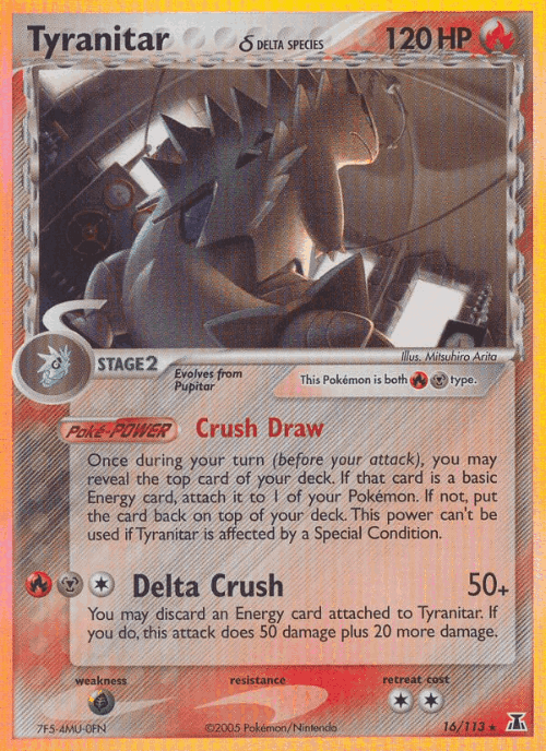 Tyranitar δ #16 from Delta Species - Rare Holo - Illustrated by Mitsuhiro Arita