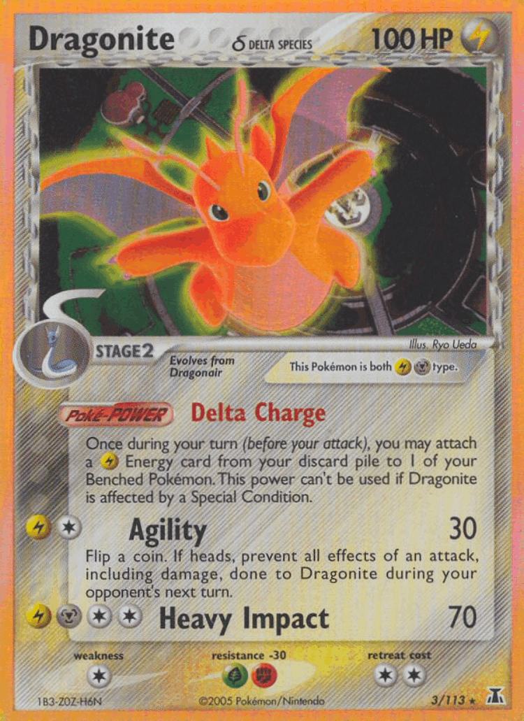 Dragonite δ #3 from Delta Species - Rare Holo - Illustrated by Ryo Ueda