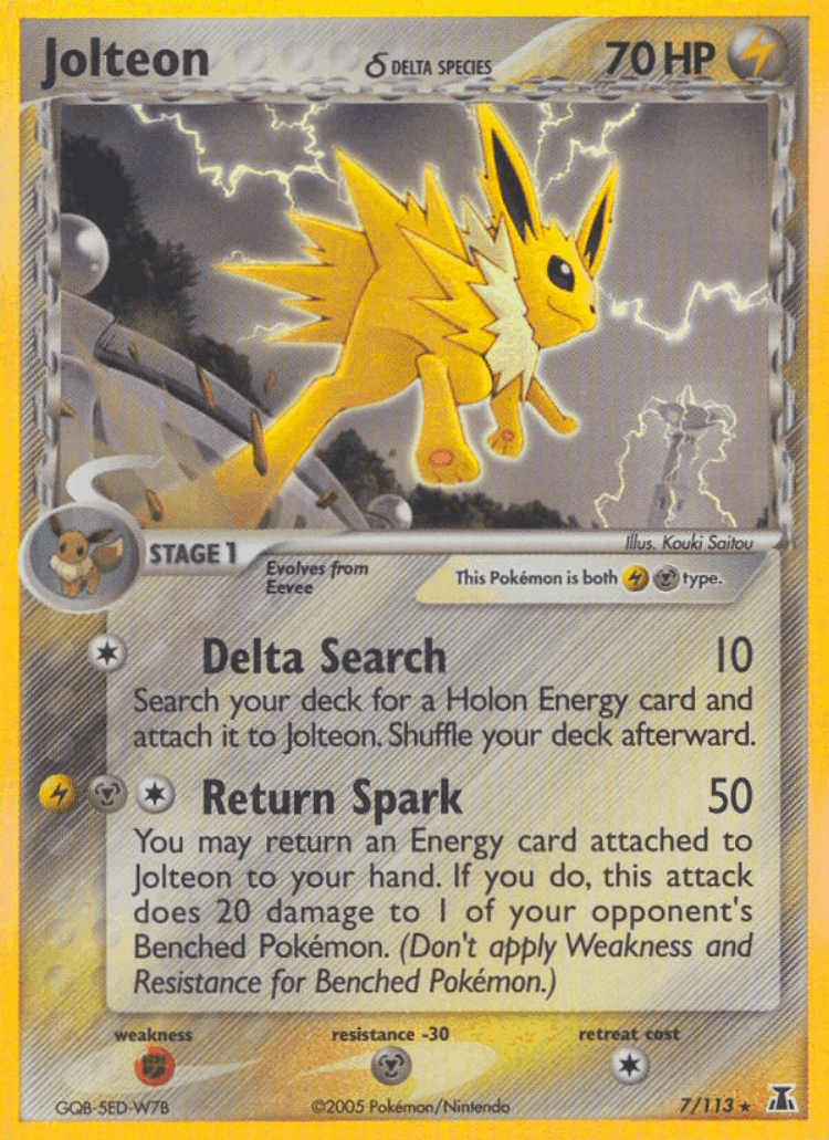 Jolteon δ #7 from Delta Species - Rare Holo - Illustrated by Kouki Saitou