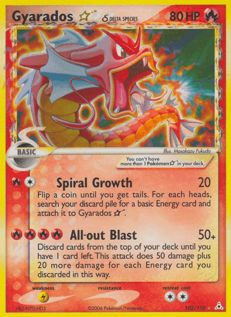Gyarados ☆ δ #102 from Holon Phantoms - Rare Holo Star - Illustrated by Masakazu Fukuda