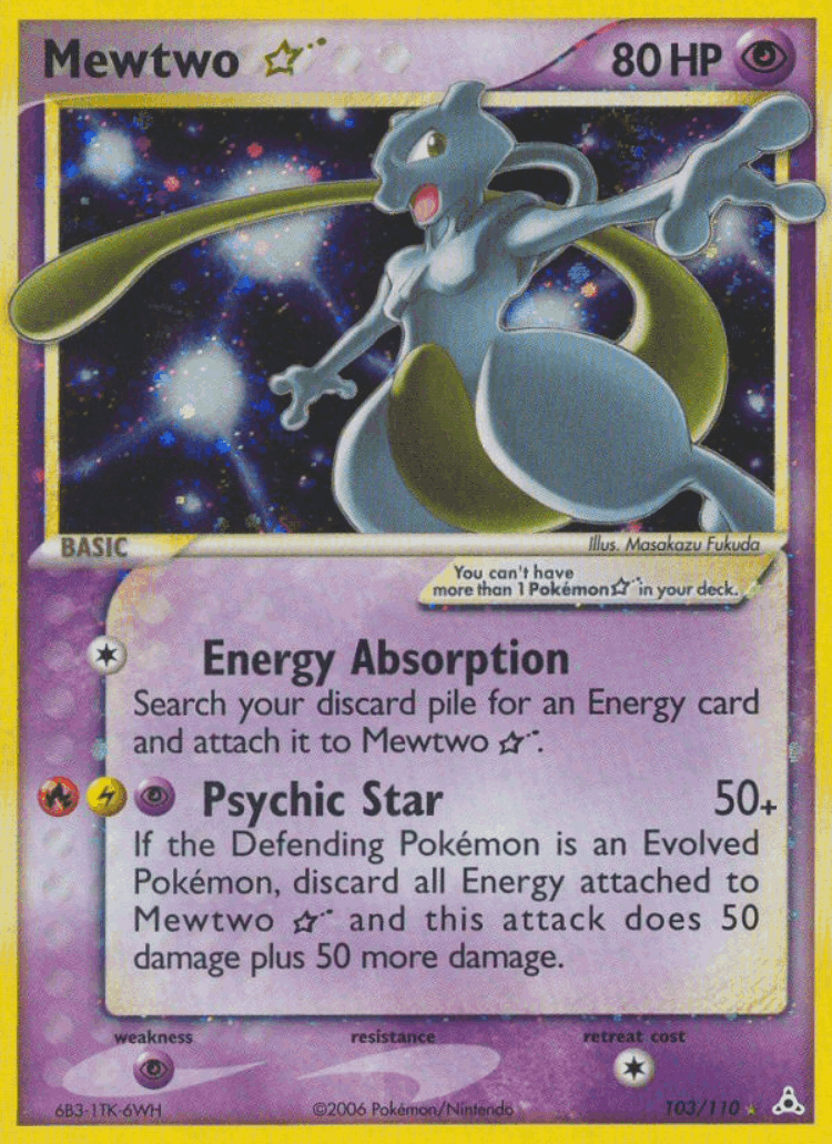 Mewtwo ☆ #103 from Holon Phantoms - Rare Holo Star - Illustrated by Masakazu Fukuda