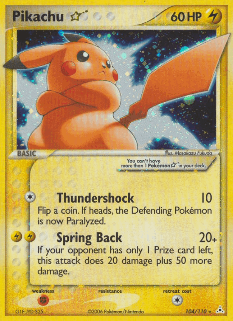Pikachu ☆ #104 from Holon Phantoms - Rare Holo Star - Illustrated by Masakazu Fukuda