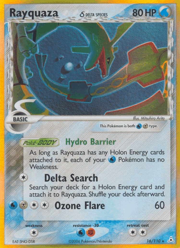 Rayquaza δ #16 from Holon Phantoms - Rare Holo - Illustrated by Mitsuhiro Arita