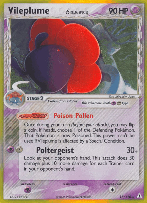 Vileplume δ #17 from Holon Phantoms - Rare Holo - Illustrated by Mitsuhiro Arita