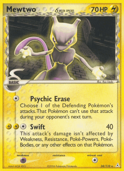 Mewtwo δ #24 from Holon Phantoms - Rare - Illustrated by Ryo Ueda