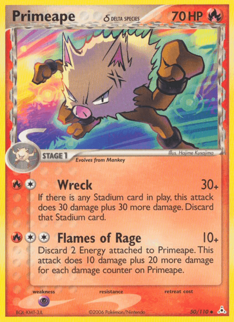 Primeape δ #50 from Holon Phantoms - Uncommon - Illustrated by Hajime Kusajima