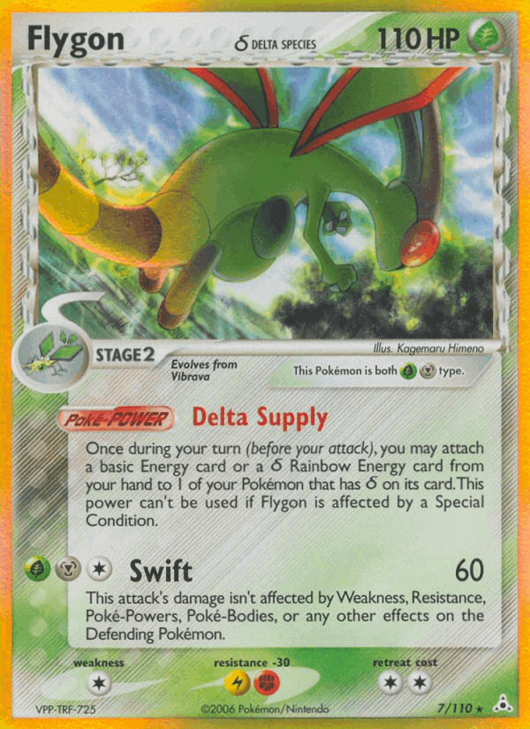 Flygon δ #7 from Holon Phantoms - Rare Holo - Illustrated by Kagemaru Himeno