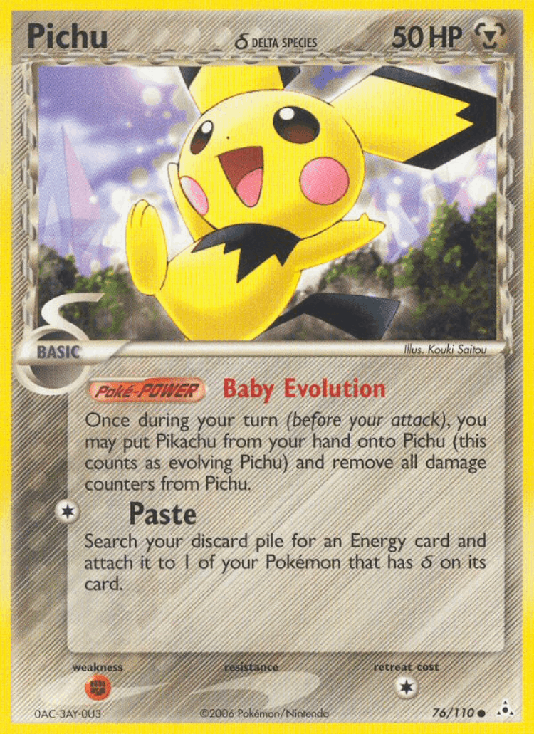 Pichu δ #76 from Holon Phantoms - Common - Illustrated by Kouki Saitou
