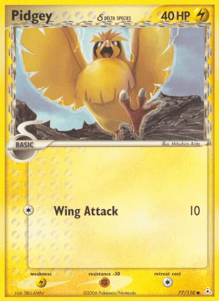 Pidgey δ #77 from Holon Phantoms - Common - Illustrated by Mitsuhiro Arita