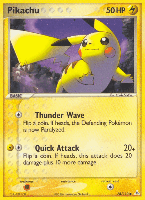 Pikachu #78 from Holon Phantoms - Common - Illustrated by Kouki Saitou