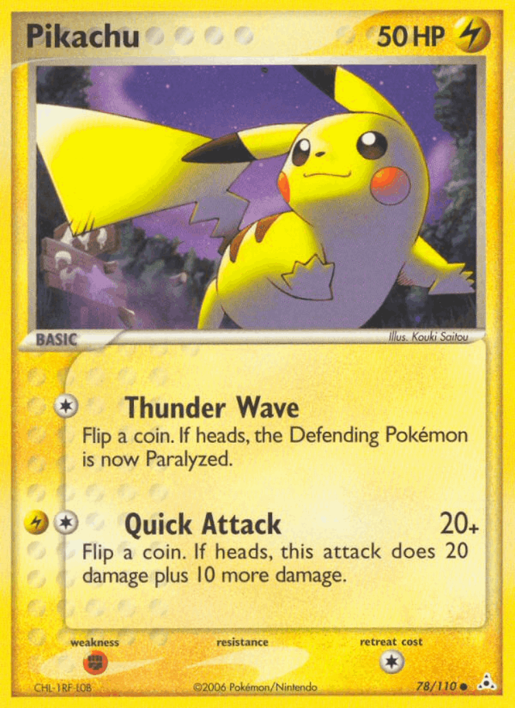 Pikachu #78 from Holon Phantoms - Common - Illustrated by Kouki Saitou