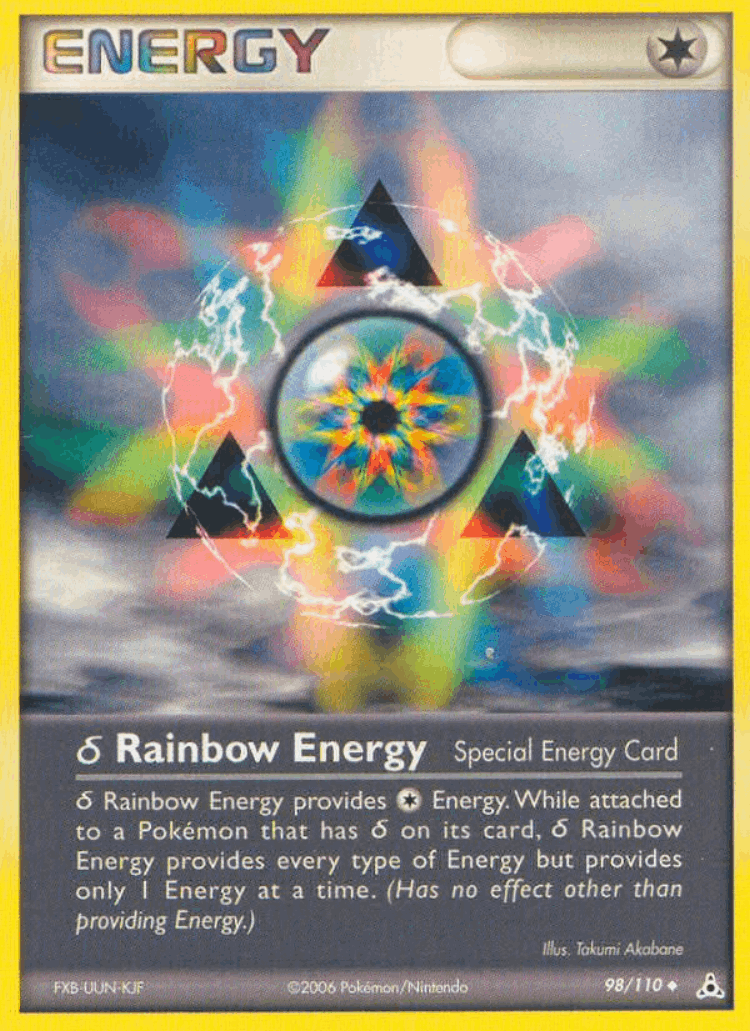 δ Rainbow Energy #98 from Holon Phantoms - Uncommon - Illustrated by Takumi Akabane