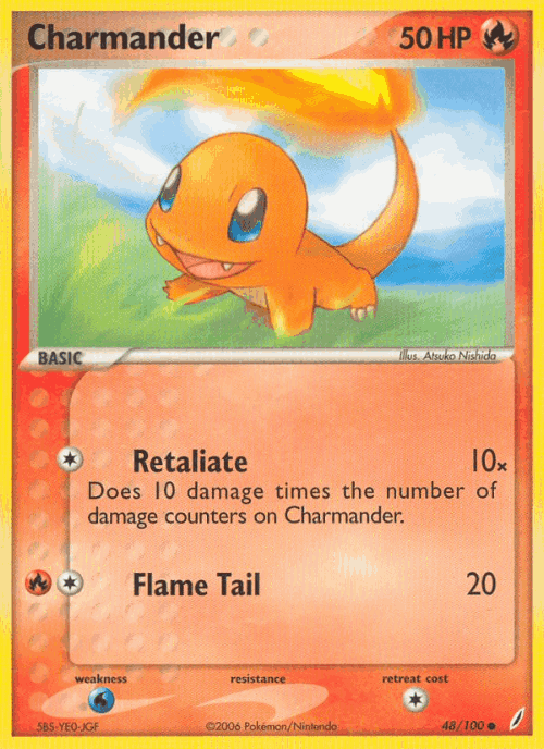 Charmander #48 from Crystal Guardians - Common - Illustrated by Atsuko Nishida