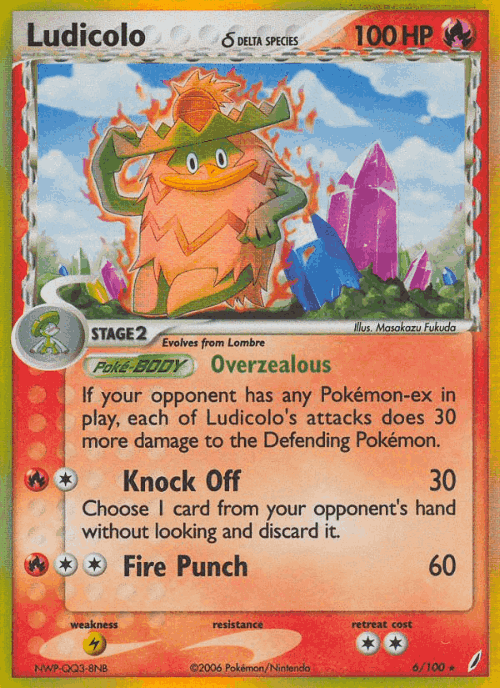 Ludicolo δ #6 from Crystal Guardians - Rare Holo - Illustrated by Masakazu Fukuda