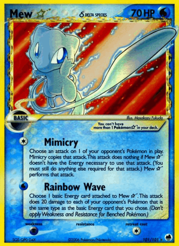 Mew ☆ δ #101 from Dragon Frontiers - Rare Holo Star - Illustrated by Masakazu Fukuda