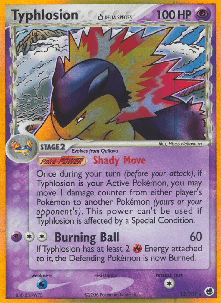 Typhlosion δ #12 from Dragon Frontiers - Rare Holo - Illustrated by Hisao Nakamura