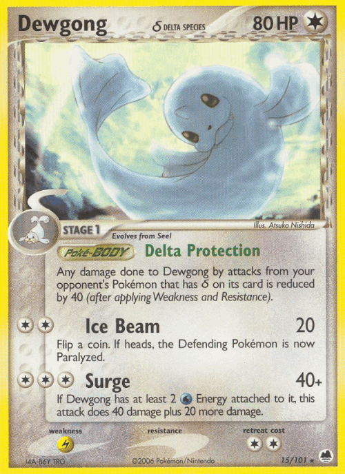Dewgong δ #15 from Dragon Frontiers - Rare - Illustrated by Atsuko Nishida