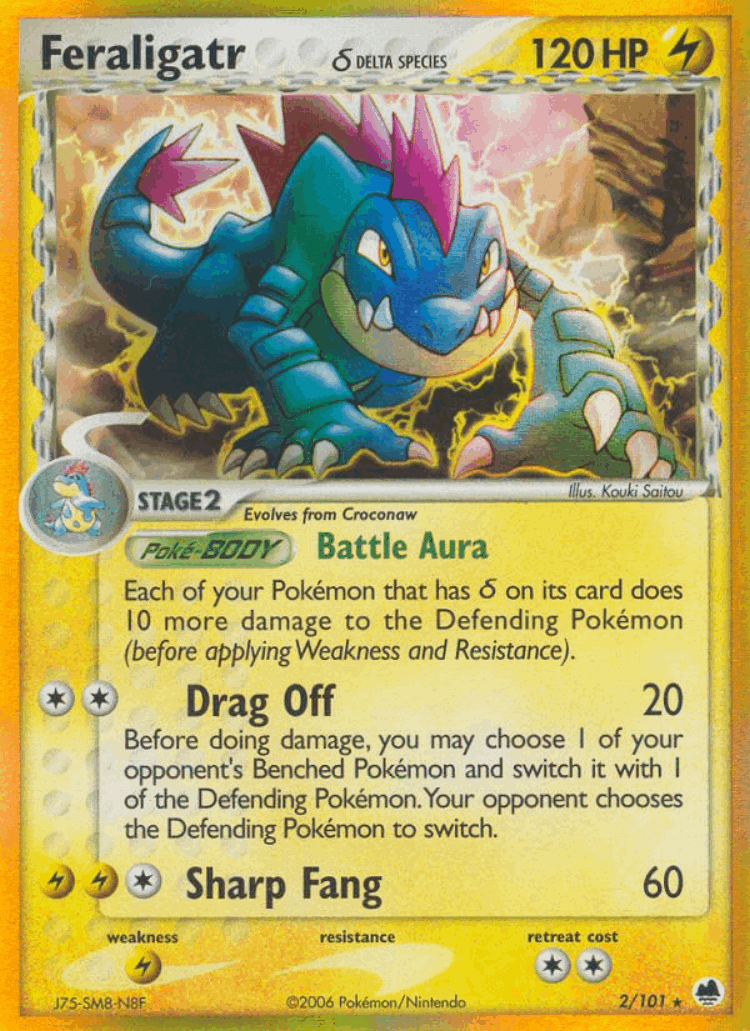 Feraligatr δ #2 from Dragon Frontiers - Rare Holo - Illustrated by Kouki Saitou