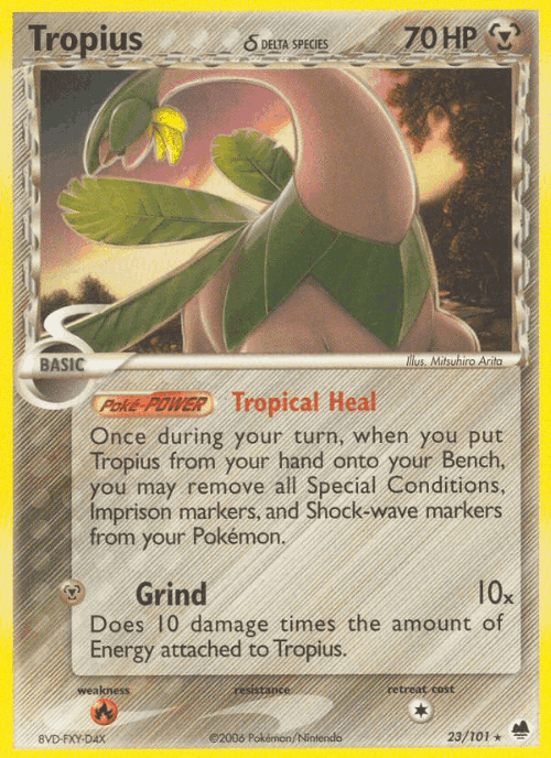 Tropius δ #23 from Dragon Frontiers - Rare - Illustrated by Mitsuhiro Arita