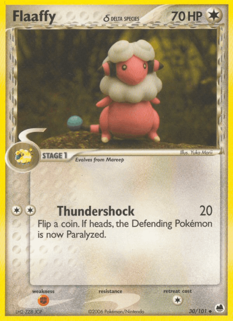 Flaaffy δ #30 from Dragon Frontiers - Uncommon - Illustrated by Yuka Morii
